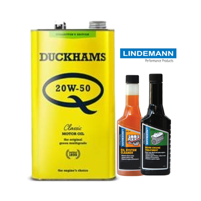 Duckhams 20W50 Motorolie og Lindemann motorbehandling
