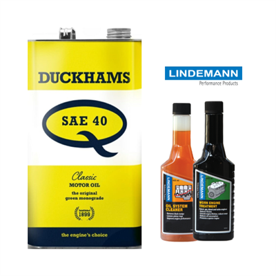 Duckhams SAE 40 Motorolie og Lindemann motorbehandling