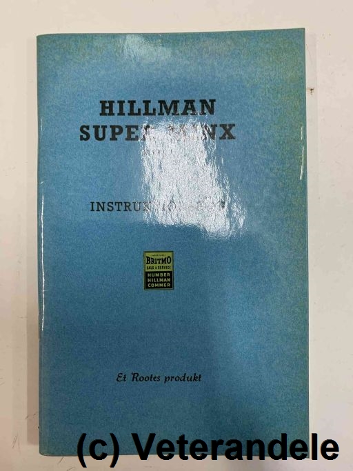 Hillman Super Minx instruktionsbog
